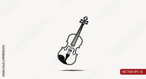 Hand-drawn sketch of a violin, isolated on a white background, vintage musical instrument illustration