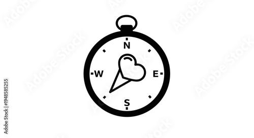 Heart Compass Icon: Love Direction, Navigation, Romance, Guidance, Travel, Journey