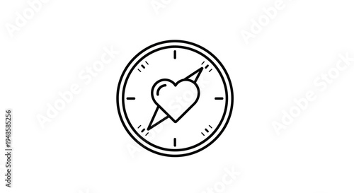 Heart Compass Icon: Love Direction, Navigation, Relationship Guidance, Valentine's Day