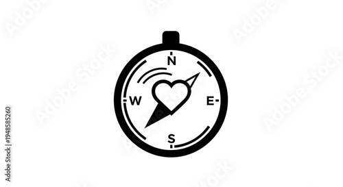 Heart Compass Navigation Love Direction Symbol
