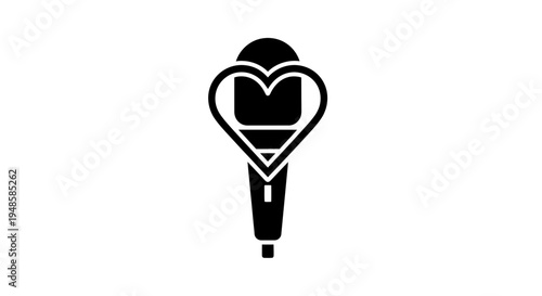 Heart Microphone Icon - Love Music, Singing, Performance, Recording, Karaoke, DJ, Audio Symbol