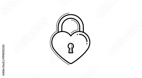 Heart shaped padlock, love lock, security, romance, commitment, symbol, hand-drawn sketch