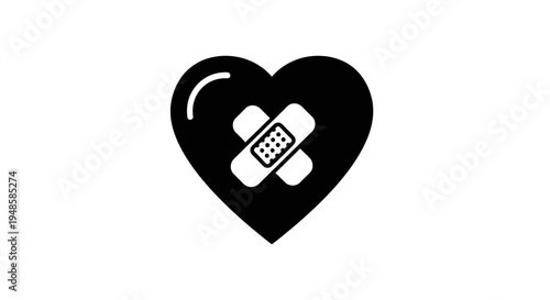 Heart with Band-Aid Icon: Healing, Recovery, and Care Symbol