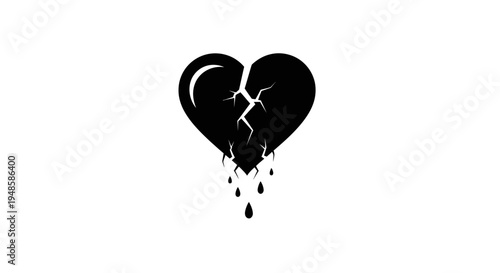 Broken Heart Symbol with Dripping Blood