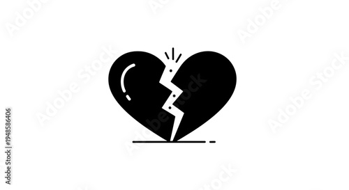 Broken Heart Icon, Symbol of Sadness, Pain, and Relationship Problems