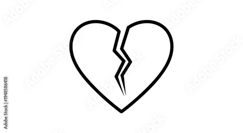 Broken Heart Symbol, Symbolizing Sadness, Grief, and Heartbreak