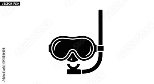 Black Snorkel Mask and Tube Icon, Diving Equipment, Underwater Exploration Symbol