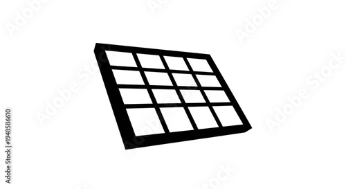 Black Solar Panel Grid Icon on White Background - Renewable Energy Technology