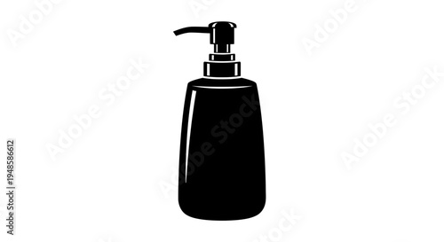 Black Soap Dispenser Icon, Minimalist Design, Isolated on White Background