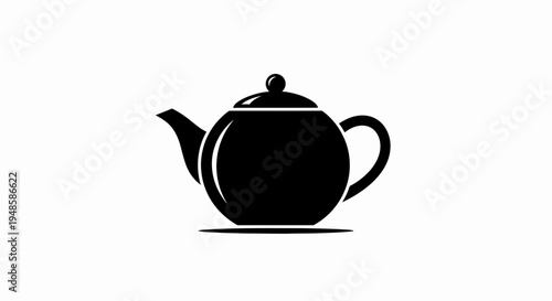 Black Teapot Icon Isolated on White Background, Minimalist Design, Hot Beverage Symbol