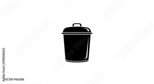 Black Trash Can Icon, Simple Vector Illustration for Waste Management and Recycling Concepts