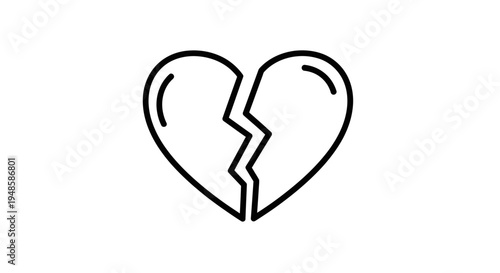 Broken Heart Icon, Symbol of Love Loss, Sadness, and Relationship Problems
