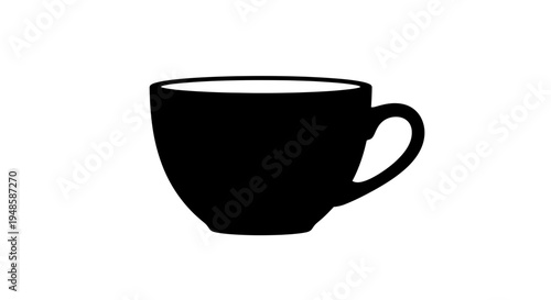 Black Coffee Cup Icon Silhouette on White Background