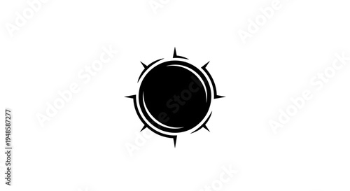Black Compass Rose Icon, Navigation Symbol, Directional Starburst, Minimalist Graphic