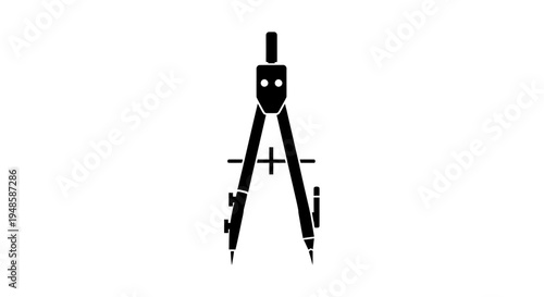 Black Compass Tool Icon, Geometry Tool, Drawing Tool, Drafting Tool, Engineering Tool, Math Tool
