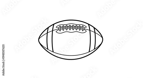 American Football Ball Outline Drawing Isolated on White Background
