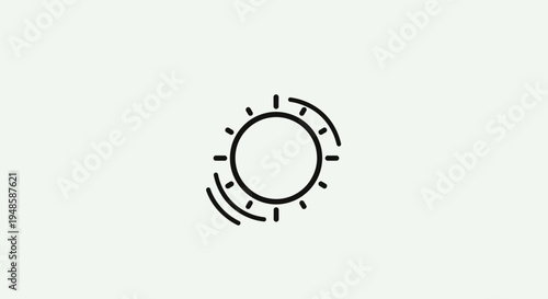 Abstract Sun Icon with Waves and Rays, Minimalist Outline Graphic