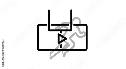 American Football Goal Post Icon with Play Button and Runner Silhouette