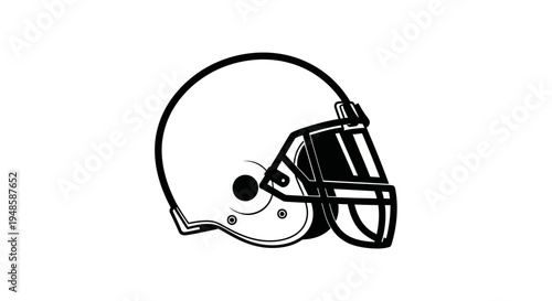 American Football Helmet Icon - Black and White Outline