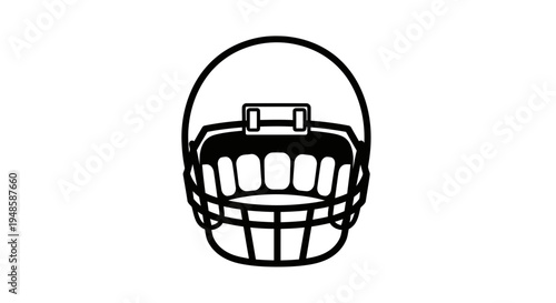 American Football Helmet Icon, Sport Equipment, Protective Gear, Vector Illustration