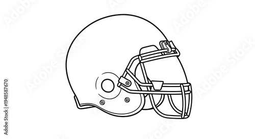 American Football Helmet Outline Icon, Sports Equipment Vector Illustration