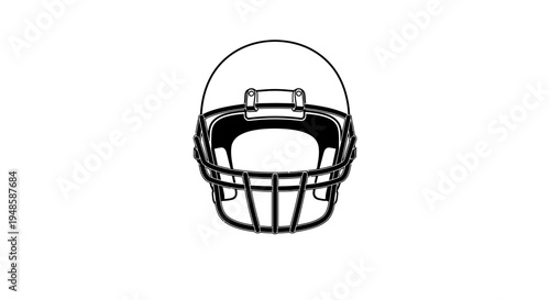 American Football Helmet, Black and White, Sports Equipment, Protective Gear, Game Day Icon