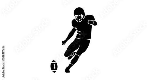 American Football Player Kicking Ball Silhouette - Action Shot