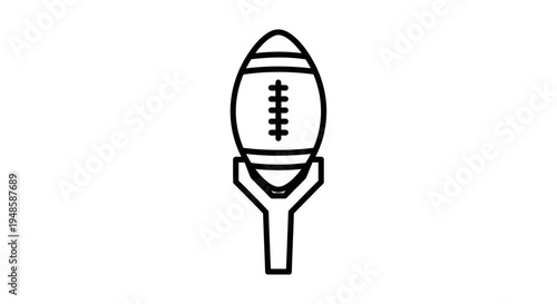 American Football on Tee Icon, Simple Line Art