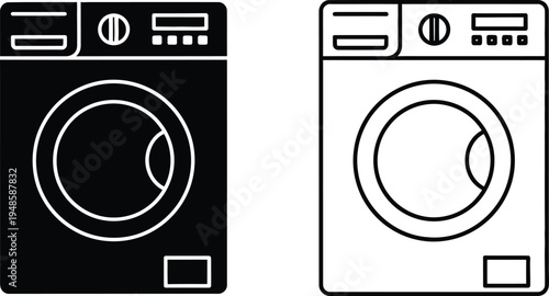Washing Machine Icon Set Vector
