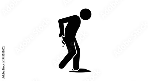 Stick Figure Man with Diarrhea or Fecal Incontinence Accident