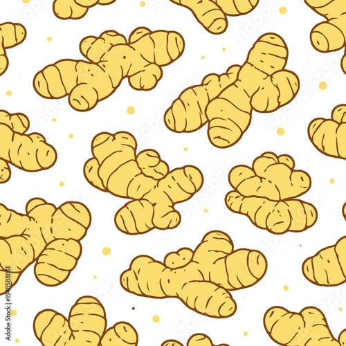 Ginger root pattern background vector 
Vector pattern background