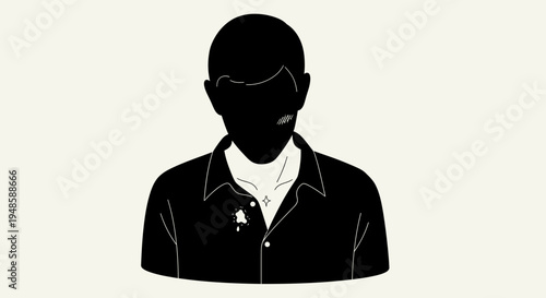 Silhouette of a Man with a Scar on His Face and a Necklace
