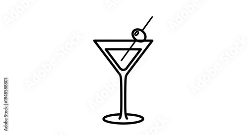 Minimalist Martini Glass with Olive Icon