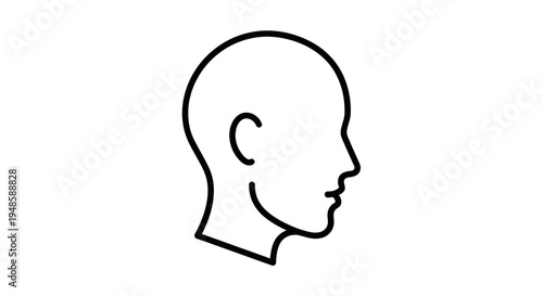 Minimalist Outline Icon of a Human Head Profile Silhouette, Simple Line Art