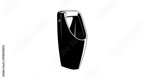 Modern Black Urinal Isolated on White Background, Clean Design