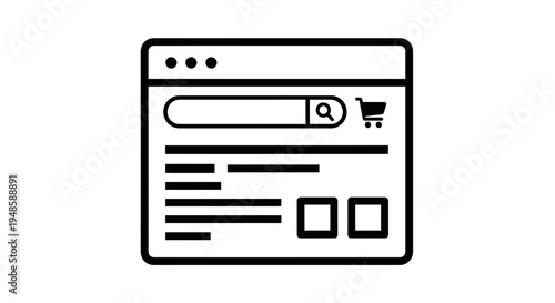 Online Shopping Search Bar and Cart Icon on Website Interface
