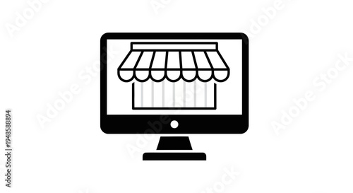 Online Storefront on Computer Screen, E-commerce Business Concept