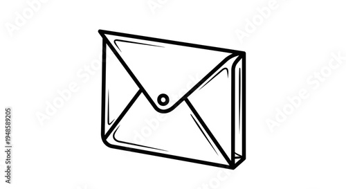 Hand-drawn illustration of a closed envelope with a button closure, isolated on white.