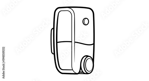 Handheld portable air purifier, compact, modern design, white line art illustration