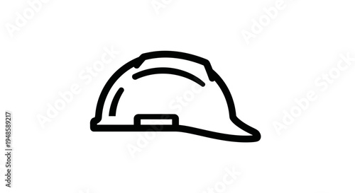 Hard Hat Icon, Safety Helmet Symbol, Construction Protection Gear, Outline Vector
