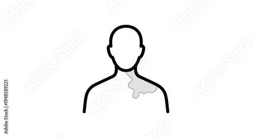 Human anatomy icon, chest and shoulder area highlighted, medical concept
