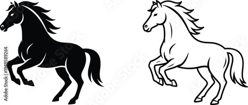 Black and White Horse Silhouette Logo Vector Vector