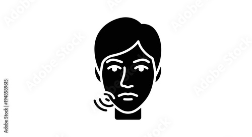 Man Face with Sound Waves Icon, Voice Recognition, Audio Signal, Communication Concept