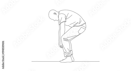 Man Bending Over, Exhausted, Tired, Low Energy, Feeling Down, Depressed, Sad