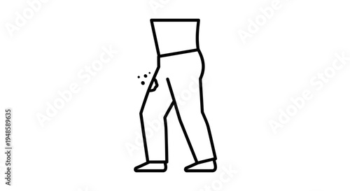 Man walking with a rash on his leg, medical icon