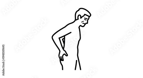 Man with back pain, holding his lower back, suffering from discomfort