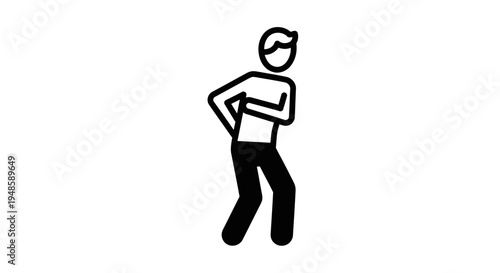 Man suffering from back pain, holding his lower back, icon style