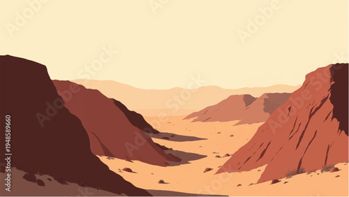 Desert landscape background. Illustration of a desert landscape. Desert dunes. 