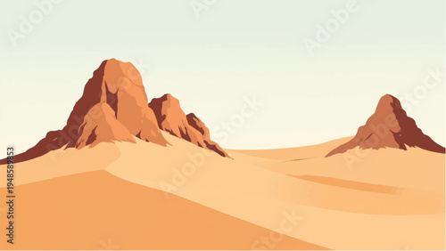 Desert landscape background. Illustration of a desert landscape. Desert dunes. 