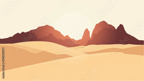 Desert landscape background. Illustration of a desert landscape. Desert dunes. 